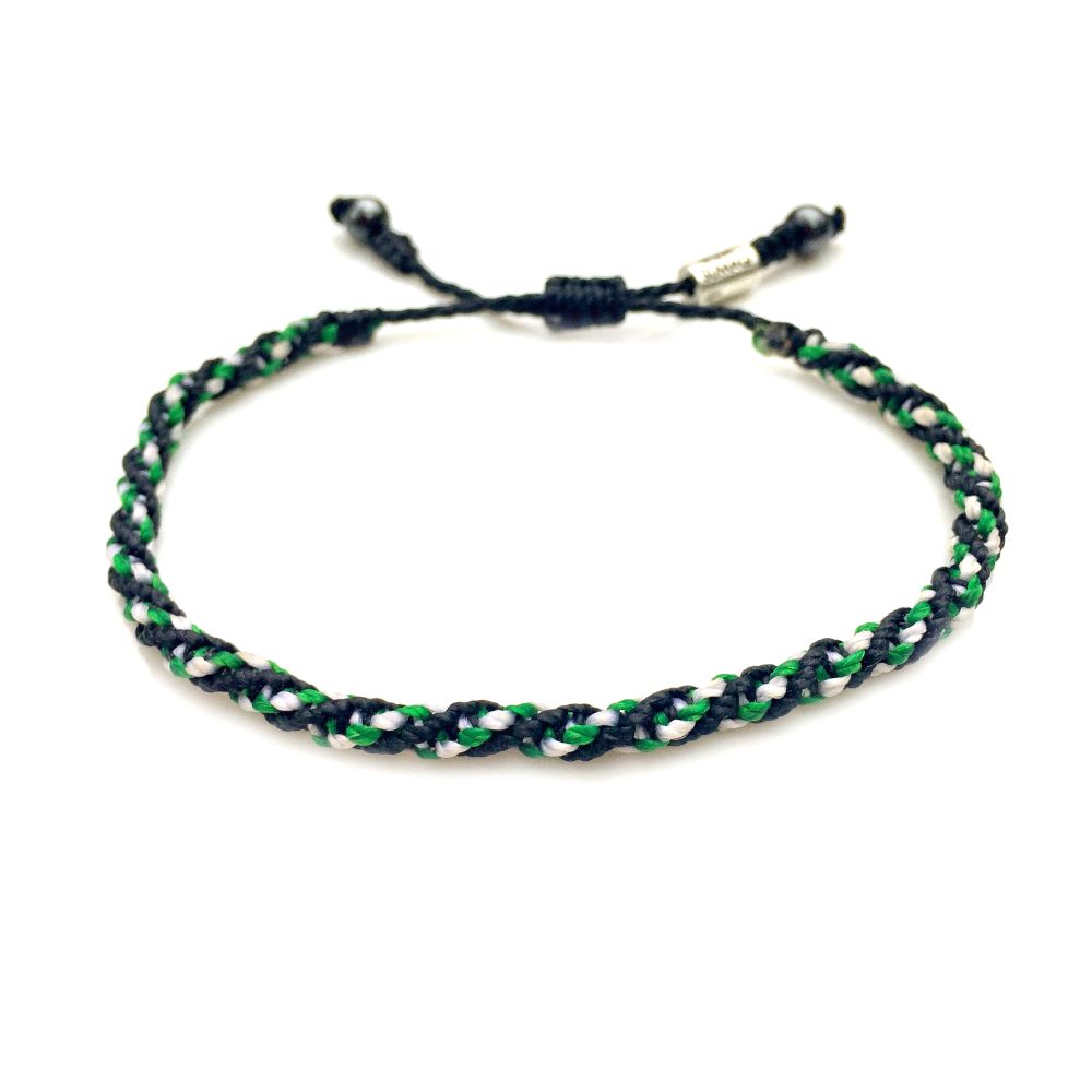 Sailor Rope Bracelet Black Green White by Rumi Sumaq