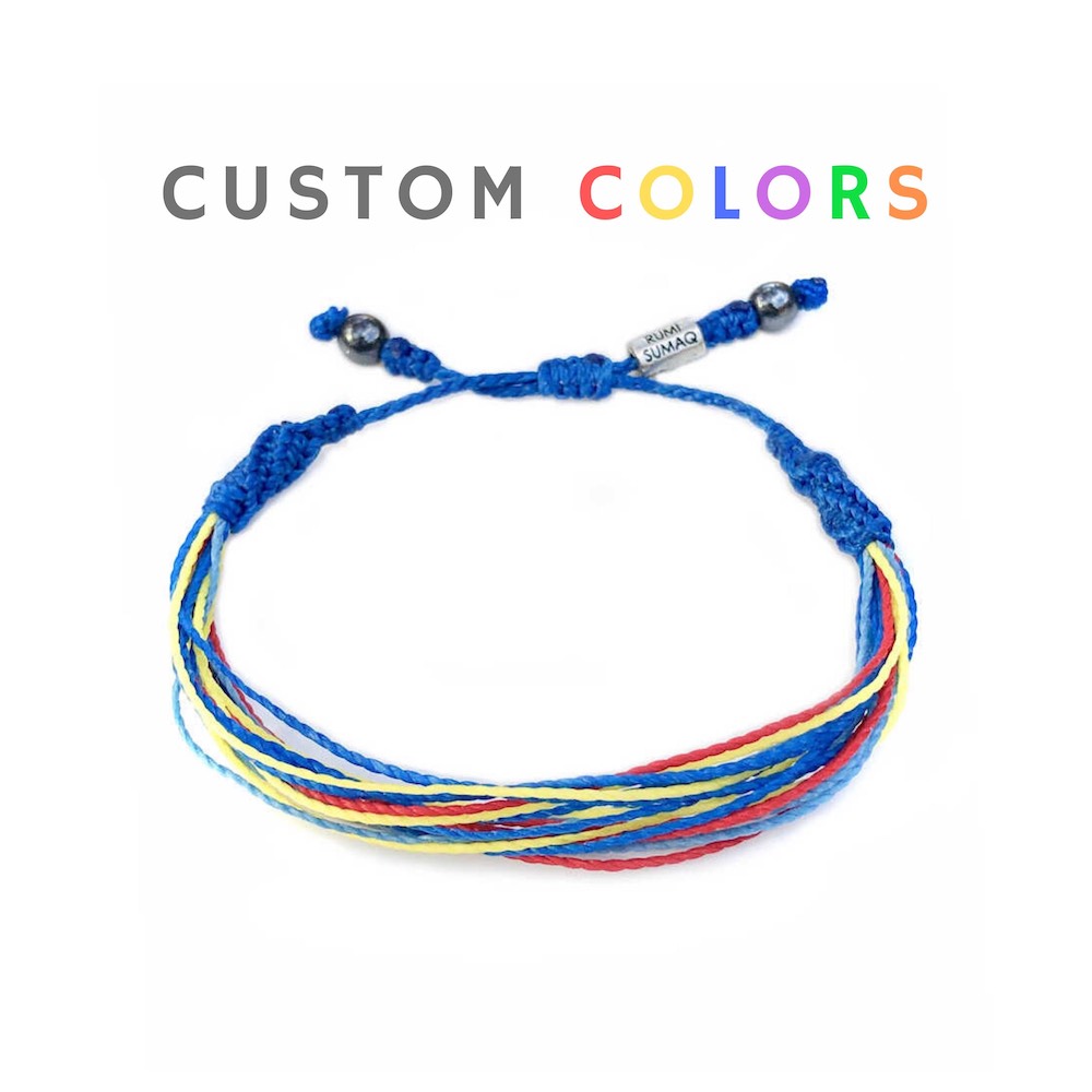 Custom string bracelet in customized colors and sizes for men, women and kids by Rumi Sumaq - Handmade surfer string bracelets hand-knotted on Martha's Vineyard