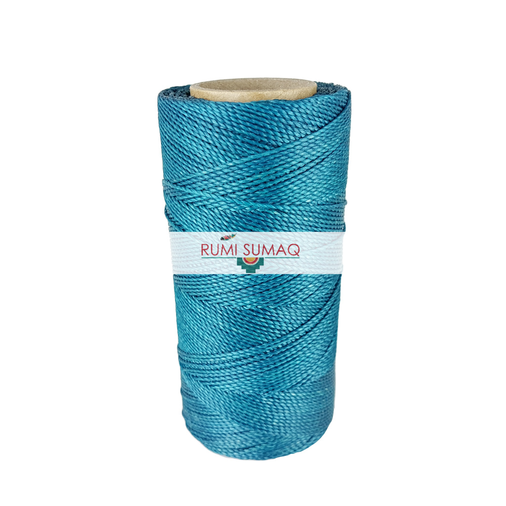 Linhasita 228 turquoise waxed polyester cord 1mm 2-ply waxed cord for macrame knotting projects, leather working, basket making, beading and jewelry making