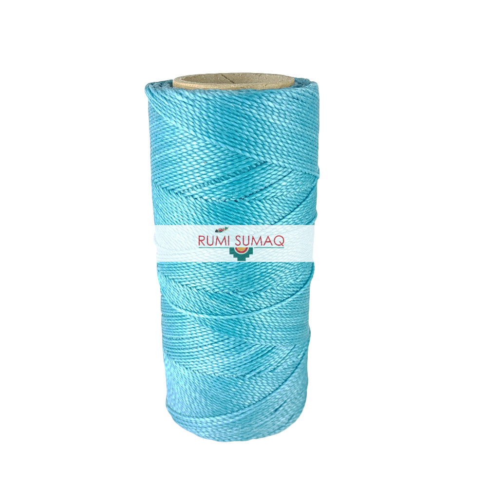 Linhasita 229 aqua blue waxed polyester cord 1mm waxed thread | Rumi Sumaq