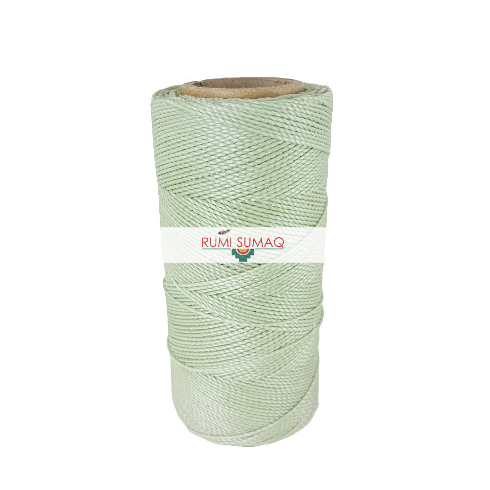 Find Linhasita 397 mint green 1mm waxed polyester cord at RUMI SUMAQ, the premier retailer for waxed cords for basketry, jewelry making, beading, quilting, macrame knotting