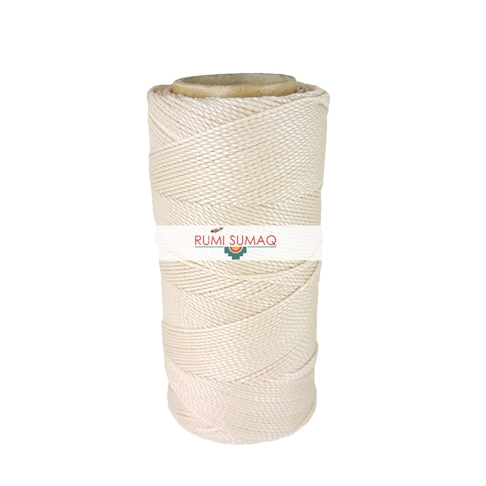 Find Linhasita 548 off white 1mm waxed polyester cord at RUMI SUMAQ, the retailer for macrame waxed cords for leather working, hand-stitching, beading, jewelry making, macrame knotting, quilting