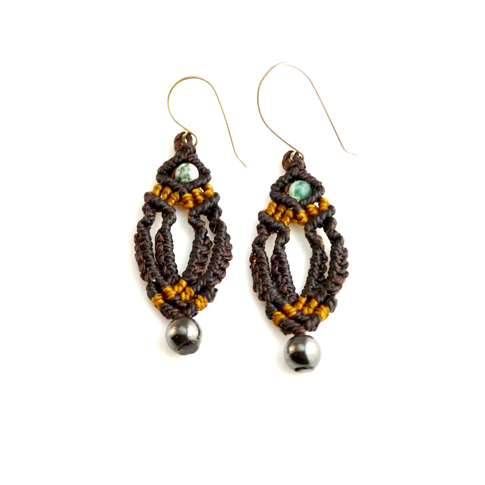 Macrame earrings by designer Coco Paniora Salinas of Rumi Sumaq rumisumaq.com