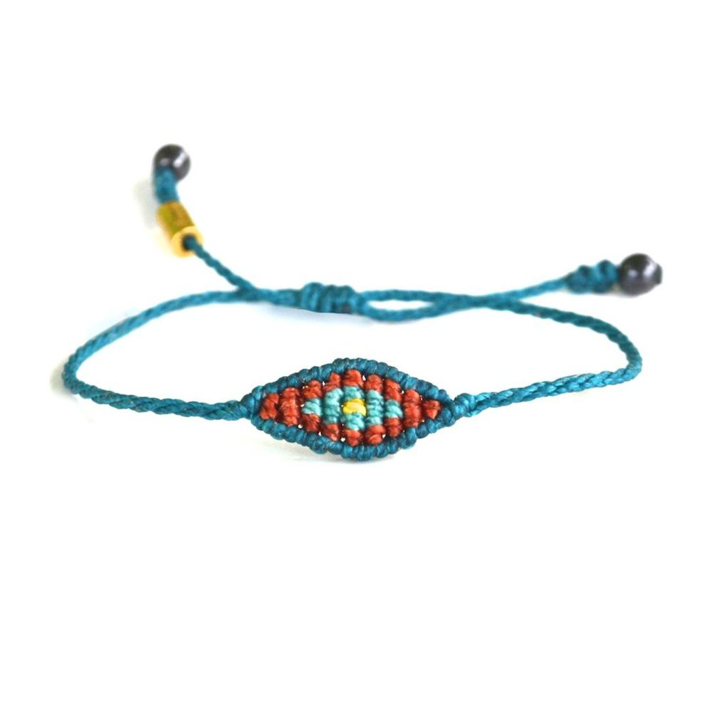 Details about   Handmade evil eye charm macrame thread bracelet blue string 