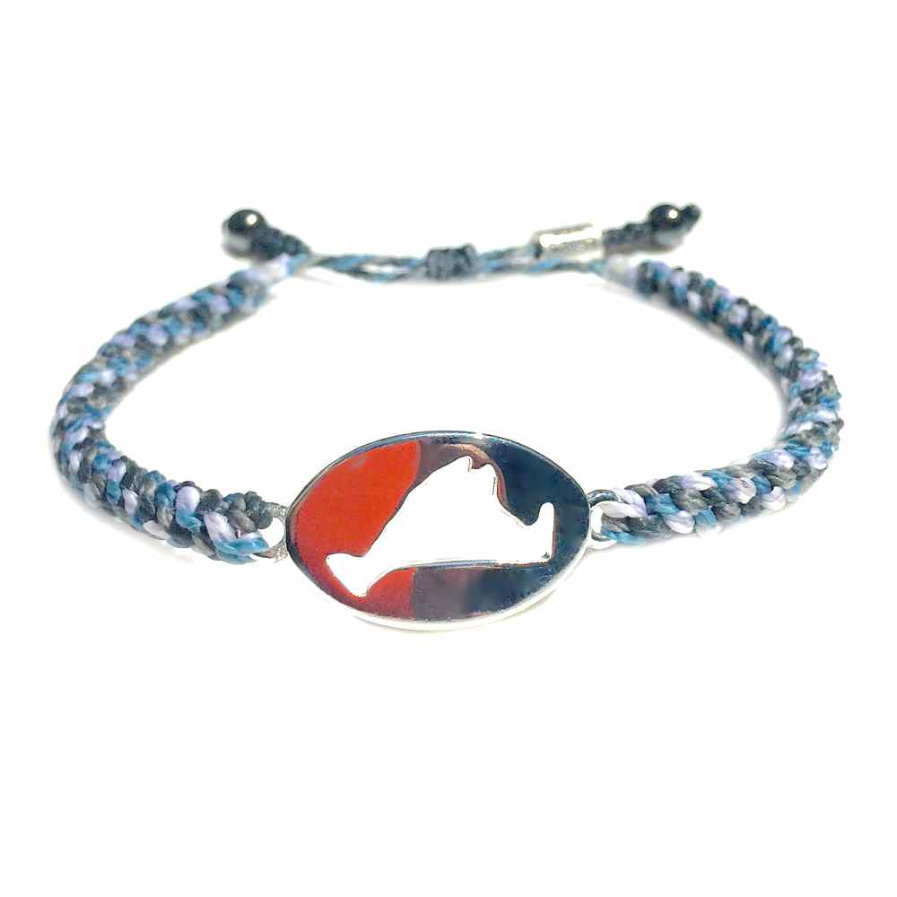 Martha's Vineyard Bracelet Island Map Blue Rope - RUMI SUMAQ Jewelry Handmade on MV