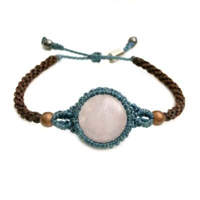 Macrame Necklace Pendant Jewelry Rose quartz Cabochon Stone Handmade Bohemian 