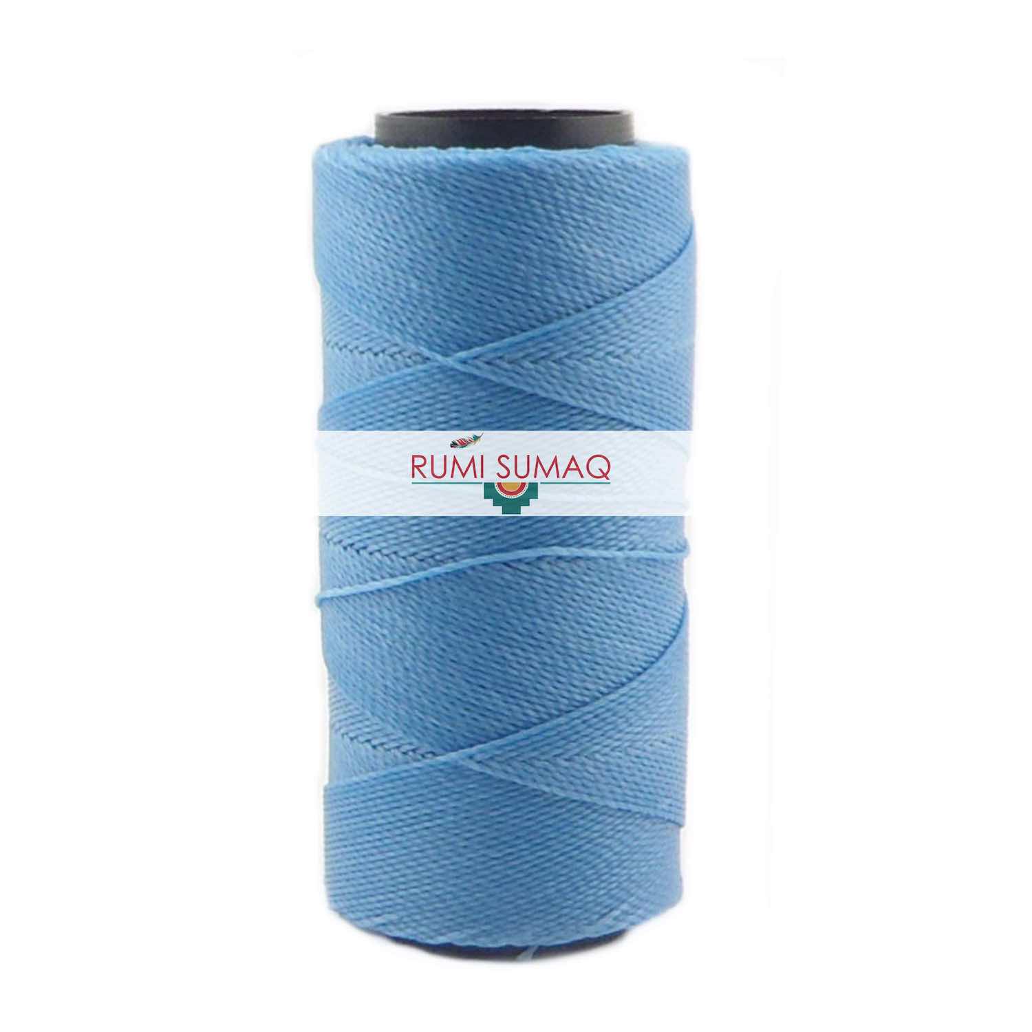 Settanyl 04-070 Caribbean Blue 1mm waxed polyester cord available at Rumi Sumaq. Waxed cord macrame jewelry, friendship bracelets, beading, quilting, leather working