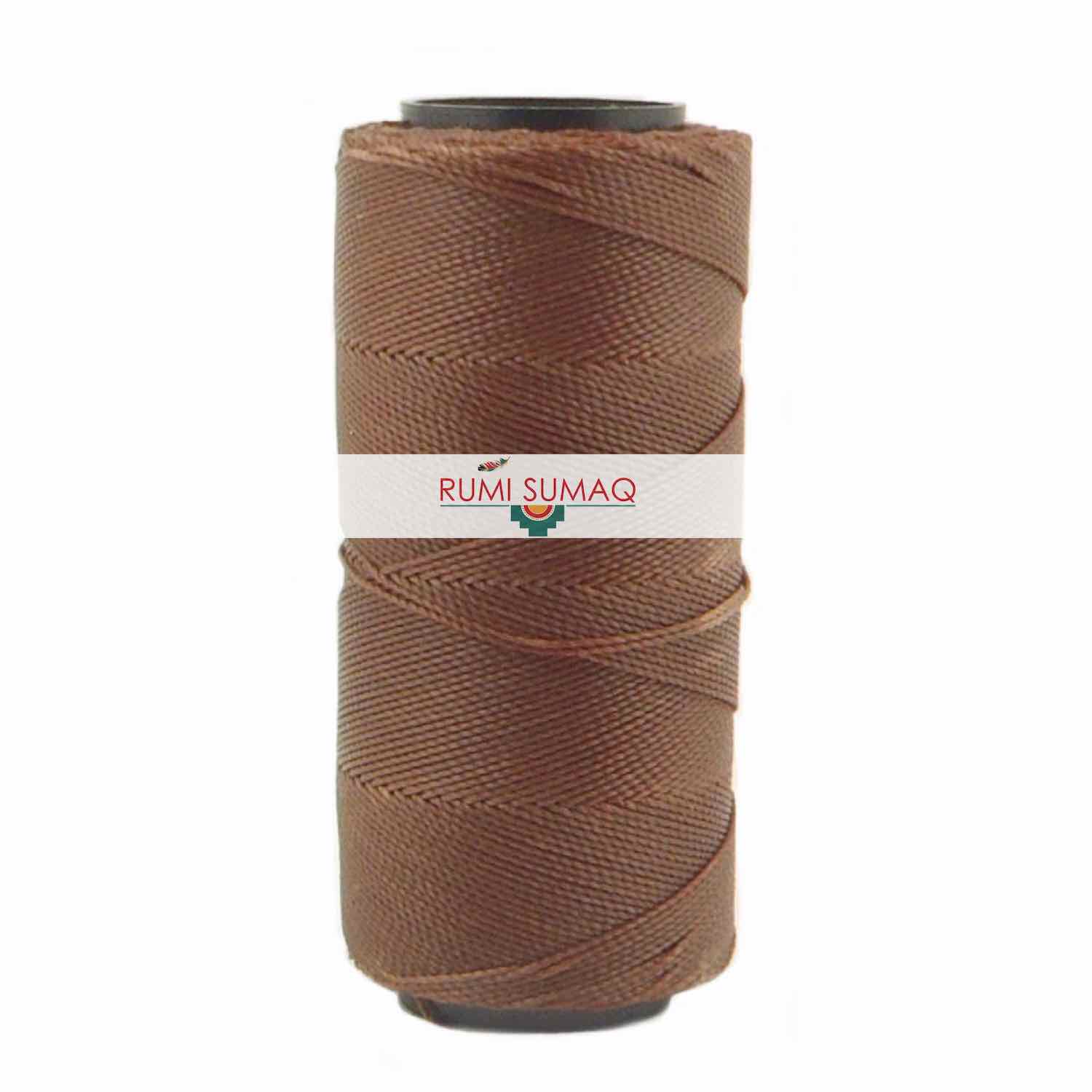 Settanyl 07-037 Chestnut Brown Waxed Polyester Cord | RUMI SUMAQ Waxed Threads for Macrame Jewelry, Pine Needle Baskets, Quilting, Leather working and Beading Projects