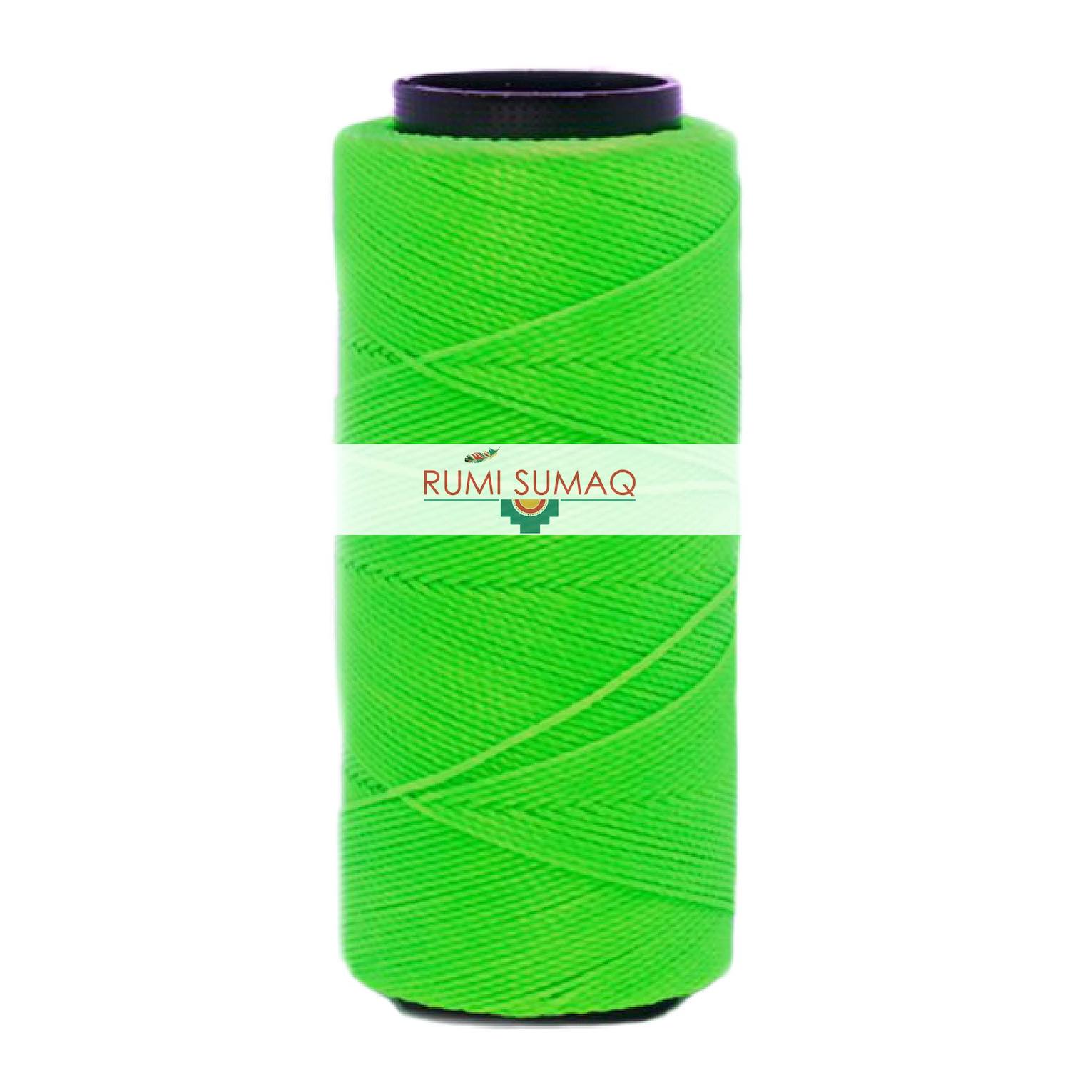 Settanyl 08-329 Glow Stick Green Waxed Polyester Cord Neon Green Thread | RUMI SUMAQ Brazilian Waxed Cords