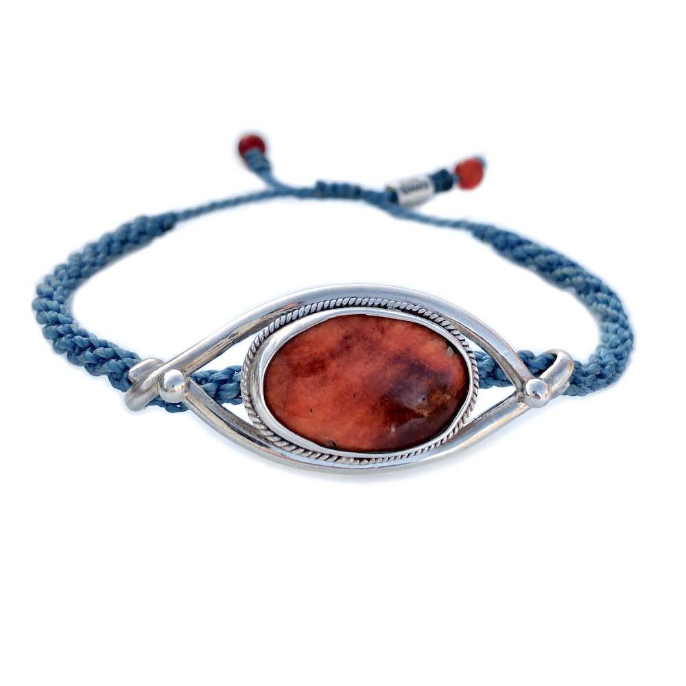 Spiny Oyster Shell Silver Bracelet by RUMI SUMAQ Jewelry -- Sailor rope bracelets handmade on Martha's Vineyard.