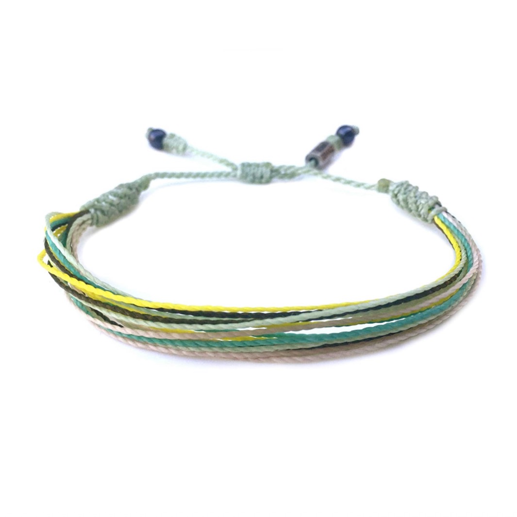 Thread Bracelet in Mint Green Aqua and Yellow | Rumi Sumaq Surfer String Bracelets