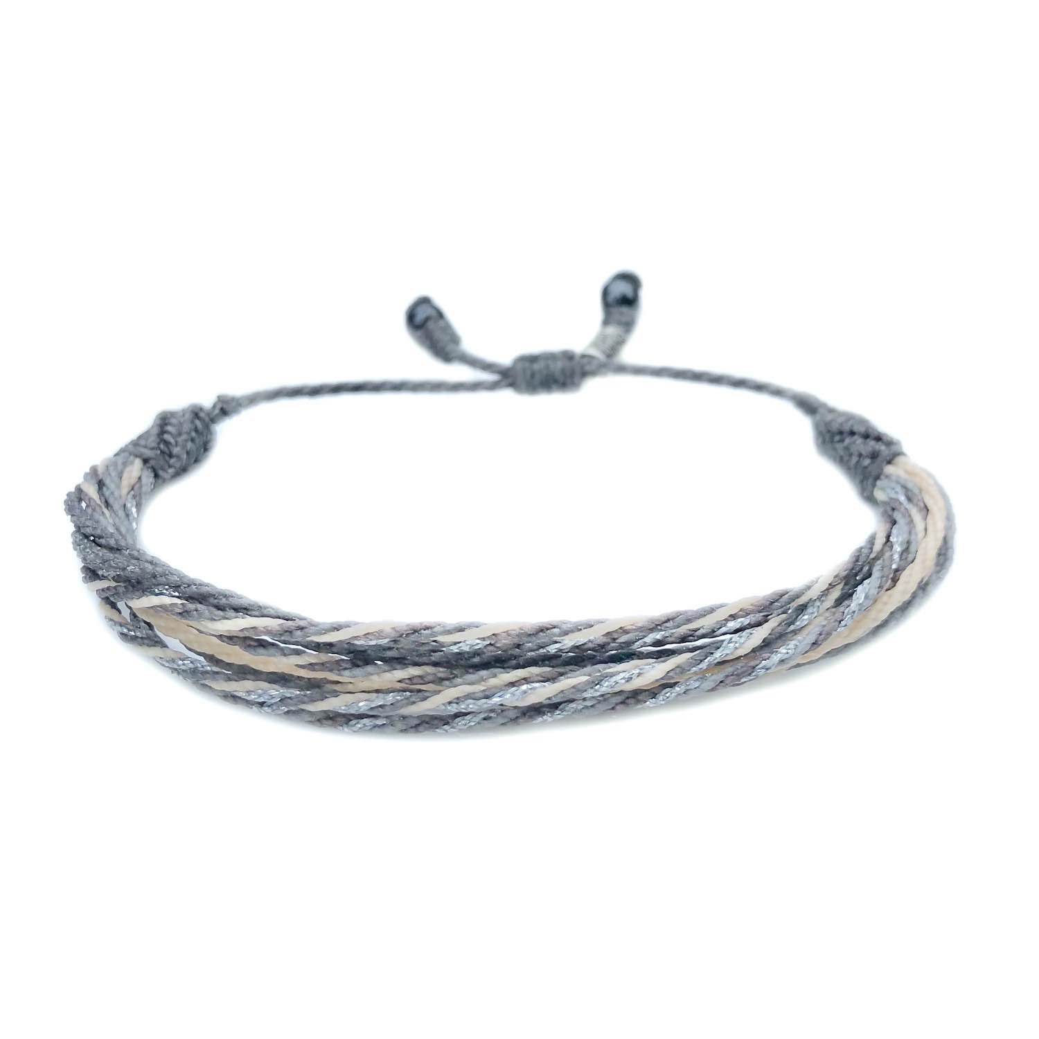 Twisted Rope Bracelet Silver Gray White | RUMI SUMAQ Nautical Sailor Rope Bracelets | Handmade on Martha's Vineyard by Designer Coco Paniora Salinas