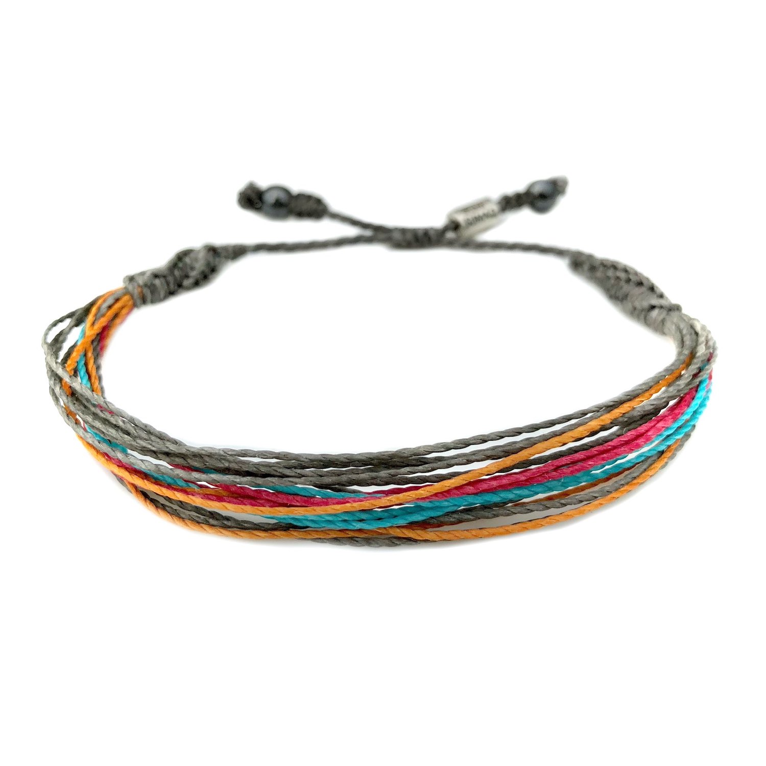 Wax String Bracelet in Gray Orange Pink Aqua | Rumi Sumaq Surfer String Bracelets | Hand-Knotted on Martha's Vineyard